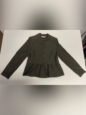 Kate Rose Petite Olive Peplum Button Jacket